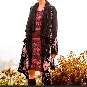 JOHNNY WAS Southwestern Tribal Embroidered Avery Burgundy Comfy Dress Sz XL, 1x